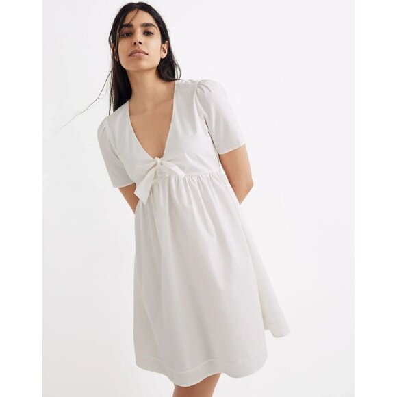 Madewell NWT Tie-Front Mini Dress in White Size 0 - Picture 1 of 10